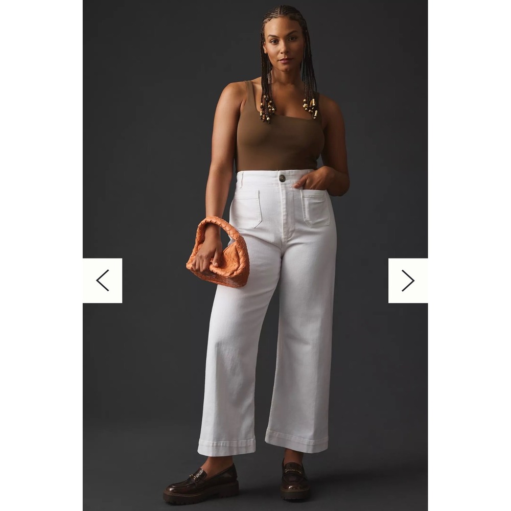 Maeve The Colette High-Rise Wide Leg Cropped Jeans Pants Womens 18W Patch Pocket